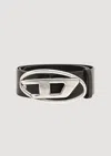 Diesel Black Leather Belt With Distinctive Oval Buckle In Black
