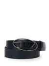 Diesel 'b-1dr' Black Belt With Oval D Buckle In Leather Man In Black