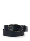 Diesel 'b-1dr' Black Belt With Oval D Buckle In Leather Man In Black