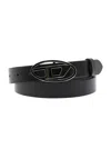 Diesel 'b-1dr' Black Belt With Oval D Buckle