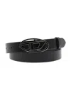 Diesel B-1dr Black Belt With Oval D Buckle In Leather Woman In Multicolor