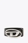 DIESEL B-1DR BLACK LEATHER BELT WITH OVAL D BUCKLE - B 1DR