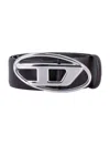 Diesel Black Belt With Oval D Logo Buckle Closure In Leather Man In Brown