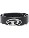 Diesel 4cm D Leather Buckle Belt In Black