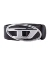 Diesel Black Belt With Oval D Logo Buckle Closure In Leather Man