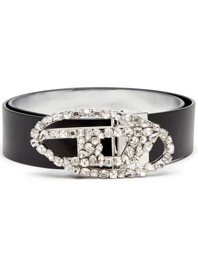 Diesel B-1dr Leather Belt In 黑色