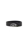 Diesel B-1dr Leather Belt In Black
