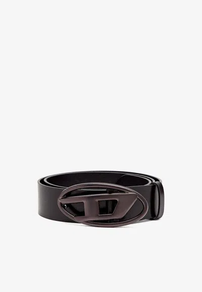 Diesel B-1dr Leather Belt In Black