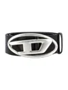 Diesel Black Leather Belt With Logo Buckle  In Black
