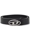 Diesel B-1dr Leather Belt In Black