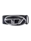 Diesel Classic Logo Plaque Buckle Belt In Black