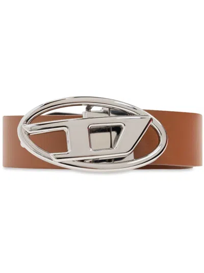 Diesel B-1dr Leather Belt In Brown