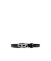 Diesel B-1dr 15 Belt In Glossy Black Glitter Leather In Black