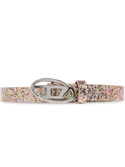 Diesel B-1dr Logo-buckle Belt In Pink