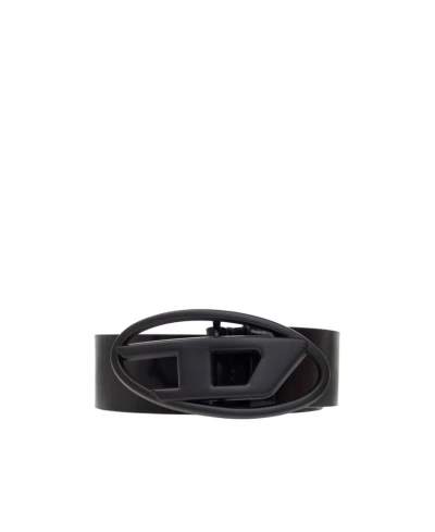 Diesel B-1dr Logo-buckle Leather Belt In Black