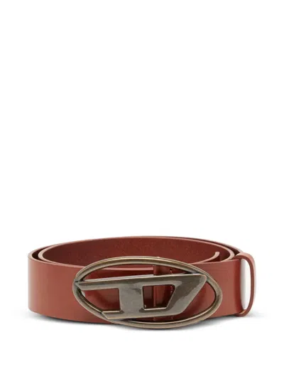Diesel B-1dr Logo-buckle Leather Belt In Brown