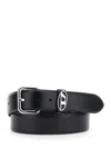 Diesel Black Belt With 1dr Buckle In Leather Man In Animal Print