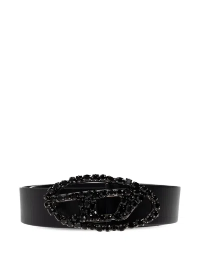 Diesel B-1dr Oval Logo Belt In Black