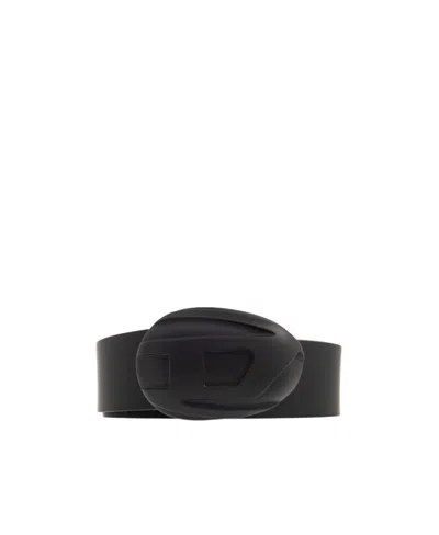 Diesel B-1dr-pod 40 Leather Belt In Black