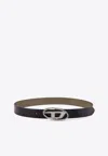 Diesel B-1dr Reversible Leather Belt In Black