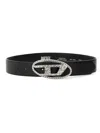 Diesel Women 1dr Strass Leather Belt In Black