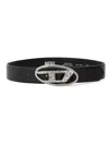 Diesel B-1dr Leather Belt In Black