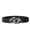 Diesel Women 1dr Strass Leather Belt In Black