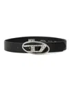 Diesel B-1dr Leather Belt In Black
