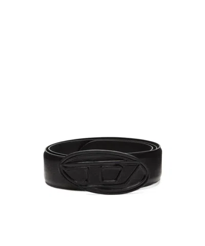 Diesel B-1dr Scratch Leather Belt In Black