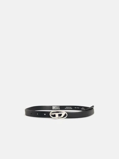 Diesel 'b-1dr Strass 20' Black Leather Belt
