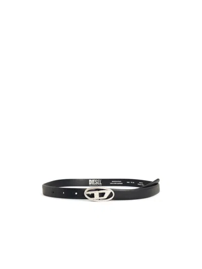 Diesel 'b-1dr Strass 20' Black Leather Belt