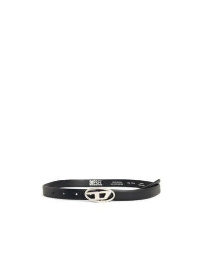 Diesel 'b-1dr Strass 20' Black Leather Belt Women