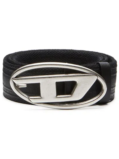 Diesel B-1dr Tape Cotton Belt In Schwarz