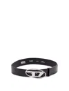 Diesel Leather Belt With Adjustable Length And Silver Buckle In Black  