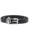 Diesel Cintura In Pelle Con Charm In Strass In Black