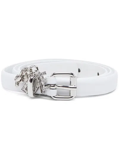 Diesel Logo-charm Leather Belt In White