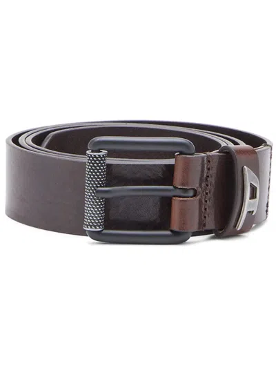 Diesel Cracked Design Belt In Brown