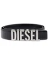 Diesel B- Rivets Leather Belt In 黑色