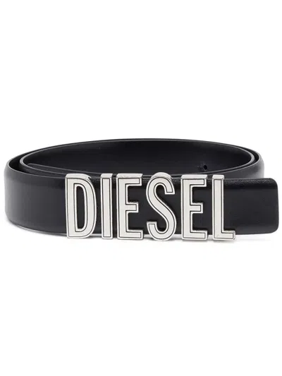 Diesel B- Rivets Leather Belt In Black