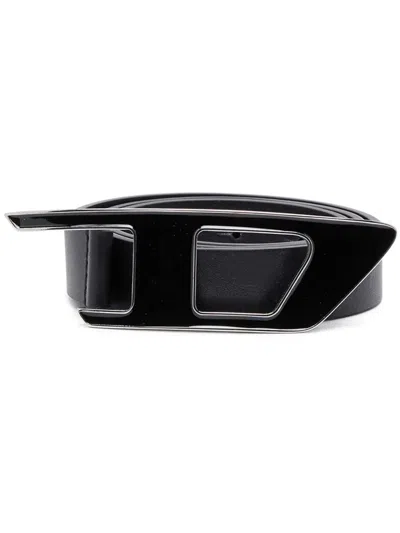 Diesel B-dlogo Ii Leather Belt In Black