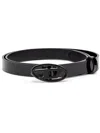 Diesel Leather Belts With Adjustable Fit And Pointed Tip In Black