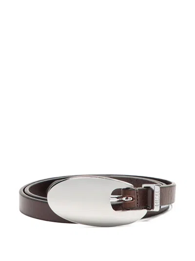 Diesel Narrow Brown Silk And Nylon Belt