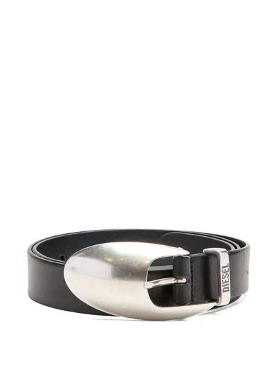 Diesel Adjustable Silk Nylon Blend Waist Belts In Black