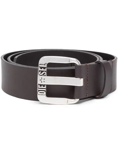 Diesel Cintura In Pelle Con Fibbia In Metallo Con Logo A Stella In Brown