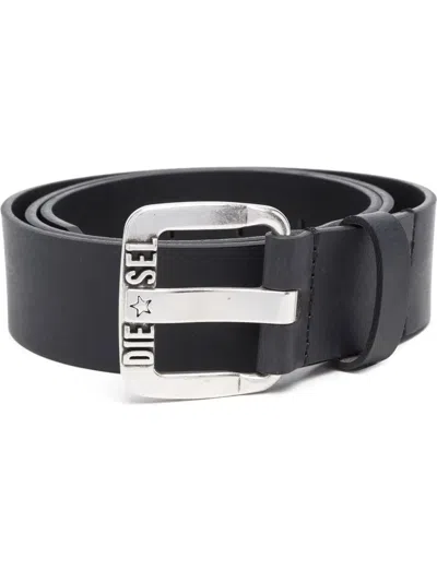 Diesel Cintura In Pelle Con Fibbia In Metallo Con Logo A Stella In Black