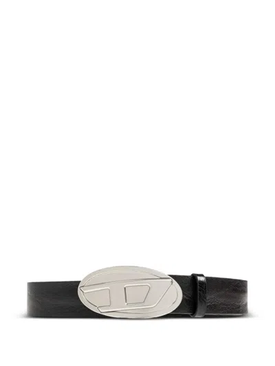 Diesel B-1dr Leather Belt In Black