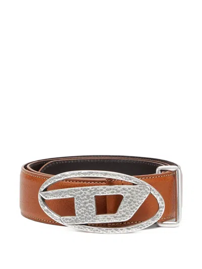 Diesel B-1dr Logo-buckle Belt In Brown