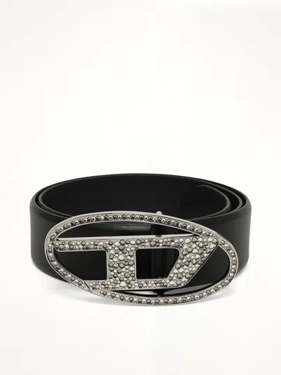 Diesel B-1dr Strass Belt In Black