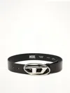 Diesel Logo-buckle Leather Belt In Black