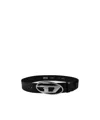 Diesel Logo-buckle Leather Belt In Black